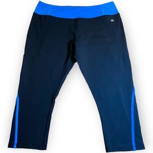 Kyodan Blue & Black 3/4 Length Athletic Yoga Leggins Size Large